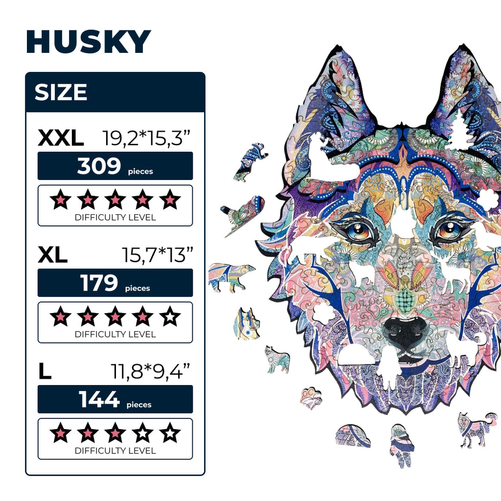 Wooden Jigsaw Puzzle Husky (B2B)