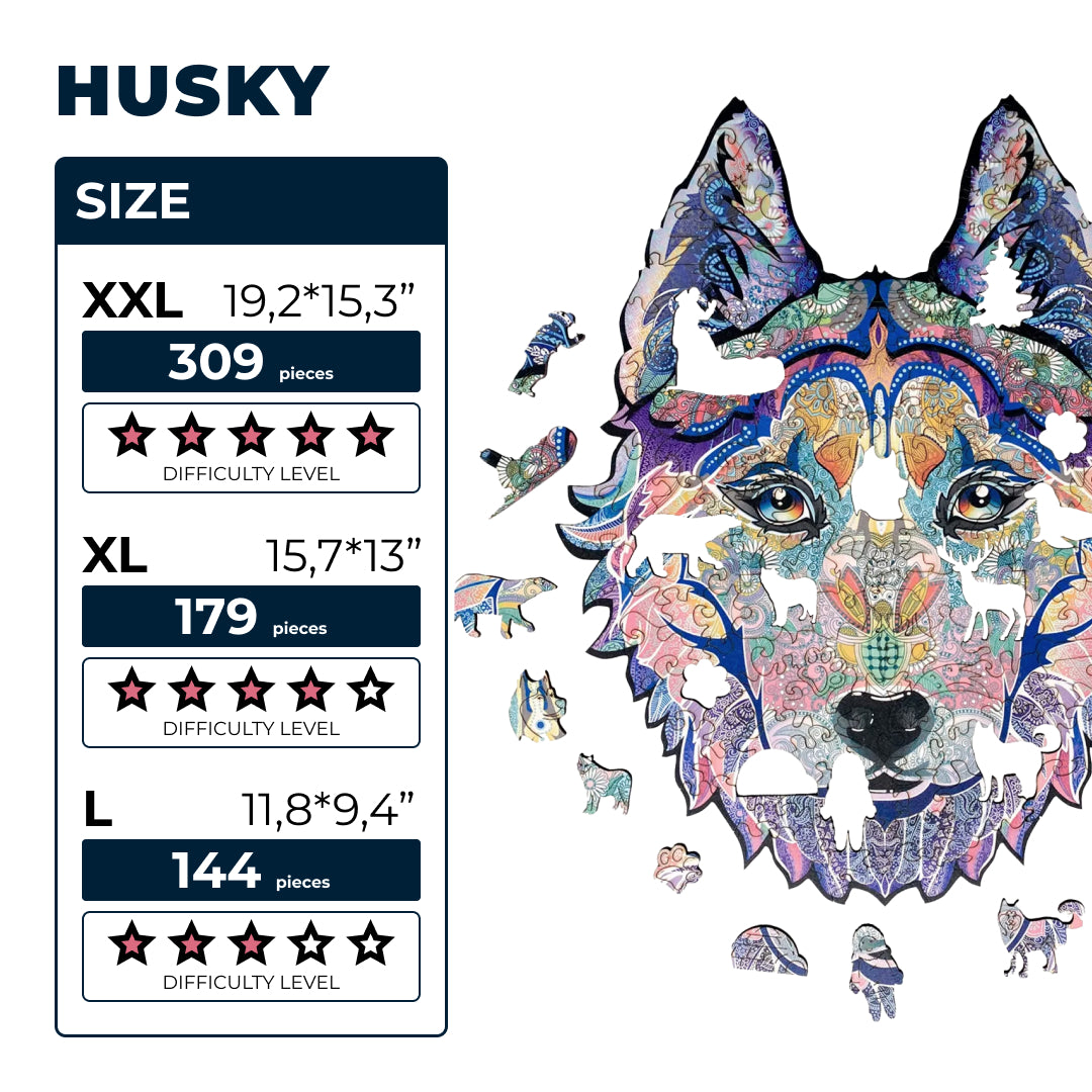 Wooden Jigsaw Puzzle Husky (B2B)