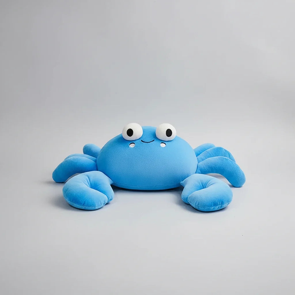 Kawaii Big Eyes Crab Plush Toy – Soft Stuffed Ocean Animal in Yellow, Pink & Blue (28–70cm)