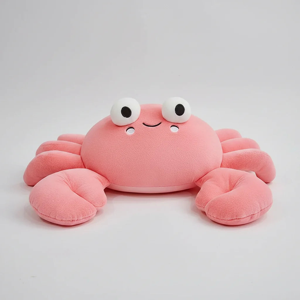 Kawaii Big Eyes Crab Plush Toy – Soft Stuffed Ocean Animal in Yellow, Pink & Blue (28–70cm)