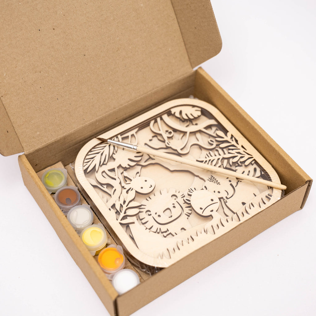 Wooden 3D DIY Painting Kit Safari (B2B)