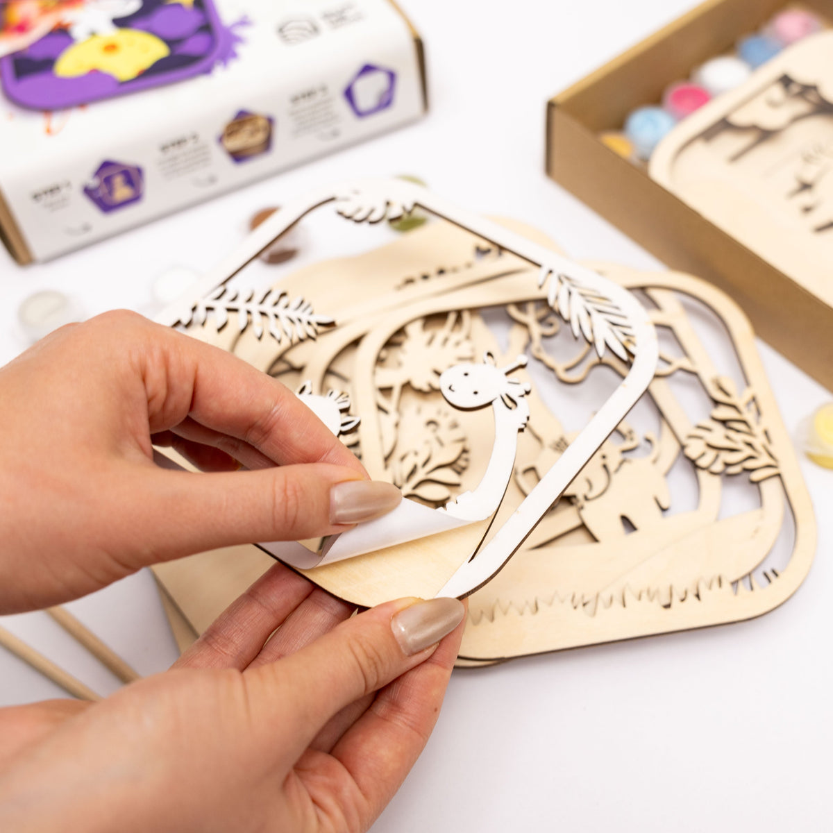 Wooden 3D DIY Painting Kit Safari (B2B)