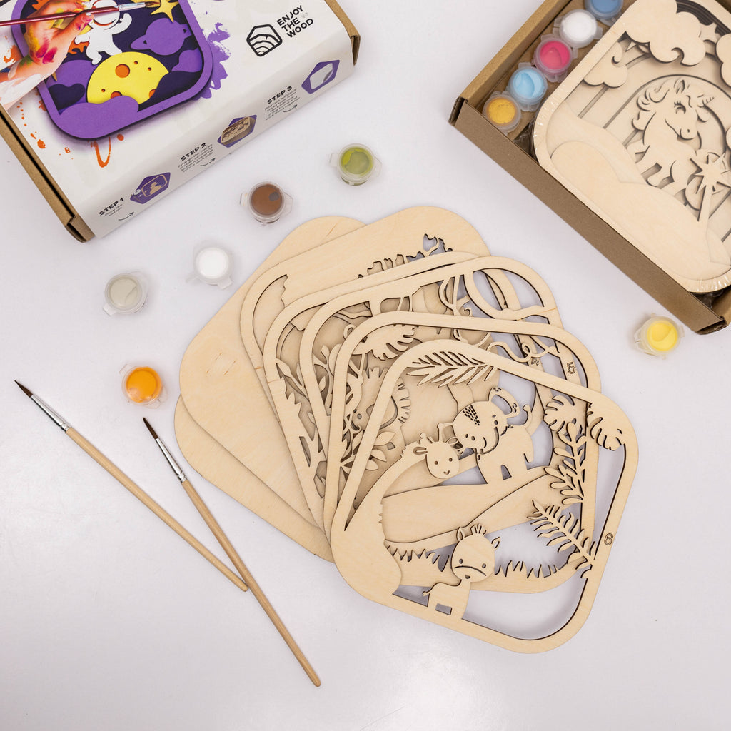 Wooden 3D DIY Painting Kit Safari (B2B)