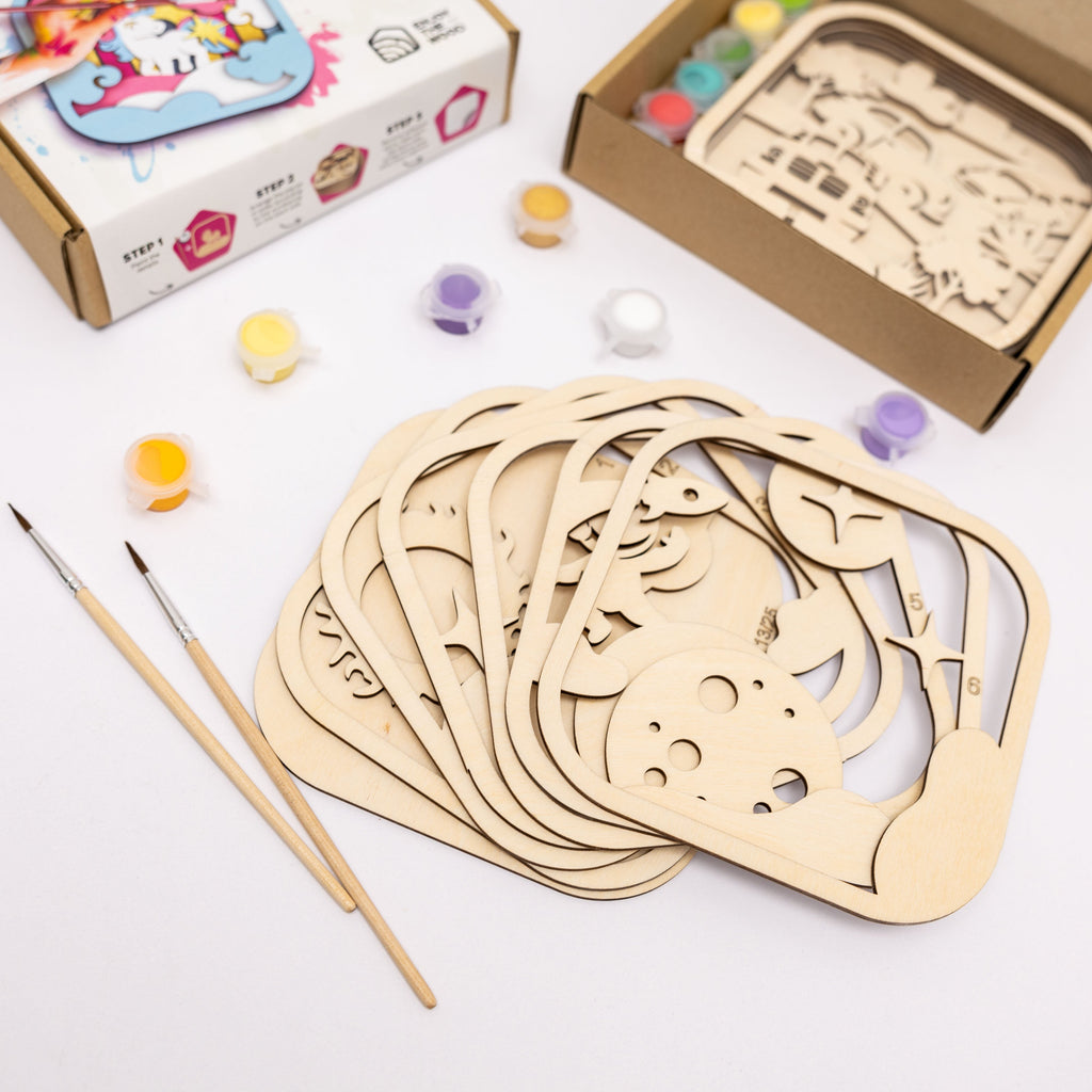 Wooden 3D DIY Painting Kit Space (B2B)