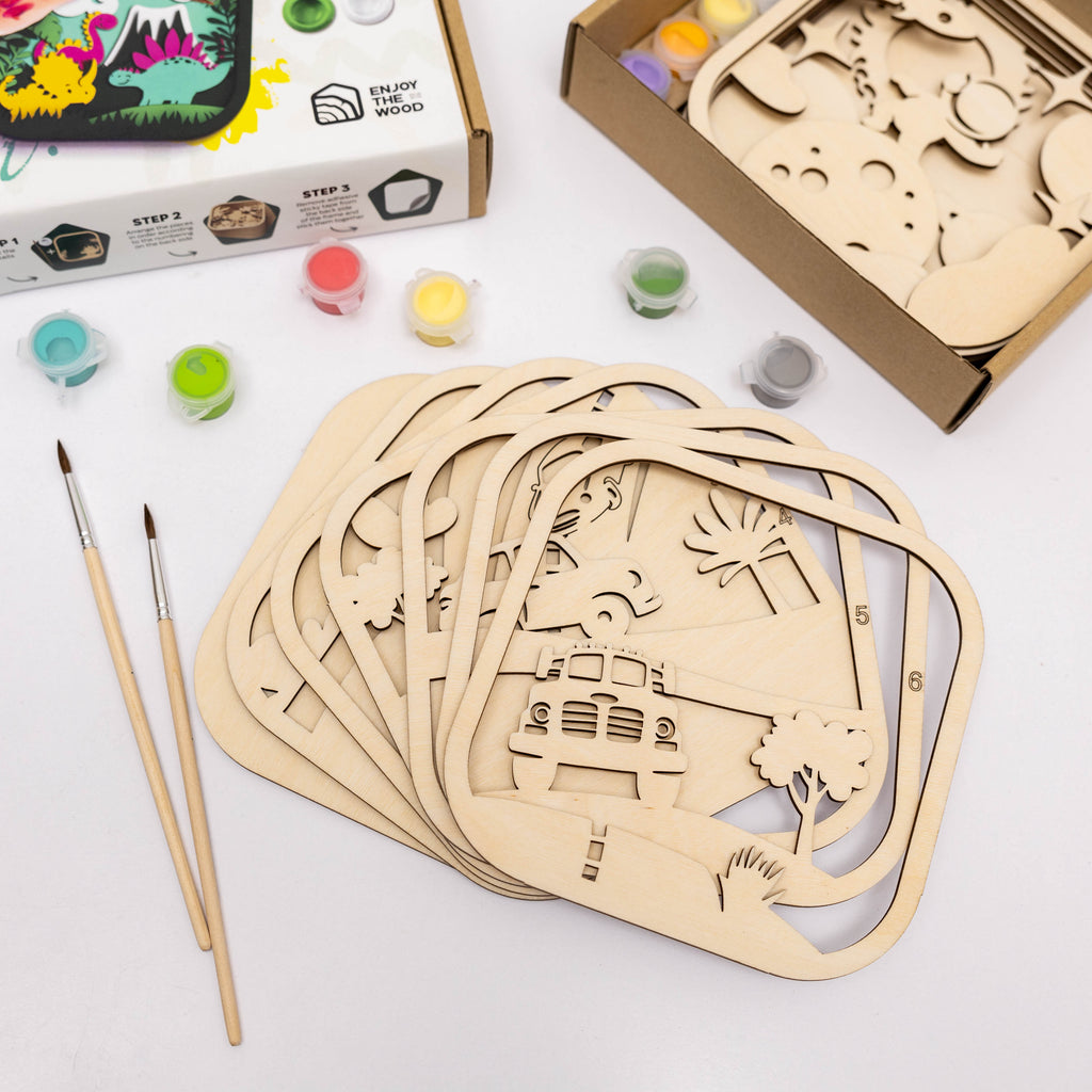 Wooden 3D DIY Painting Kit Cars (B2B)