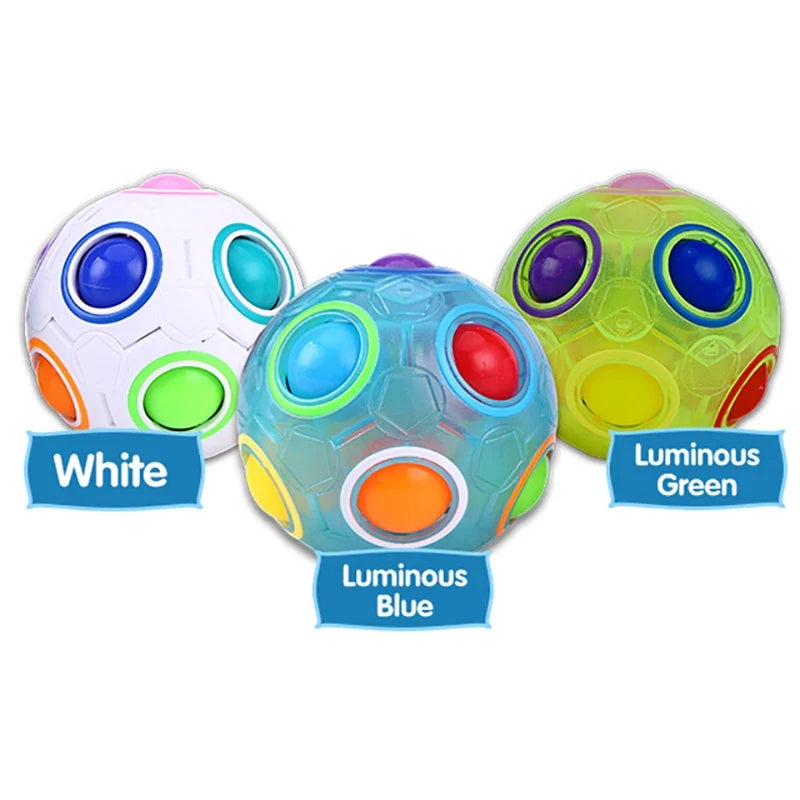 Rainbow Ball Puzzle Magic Cube – Luminous 3D Fidget Toy for Kids and Adults