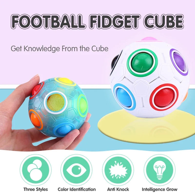 Rainbow Ball Puzzle Magic Cube – Luminous 3D Fidget Toy for Kids and Adults