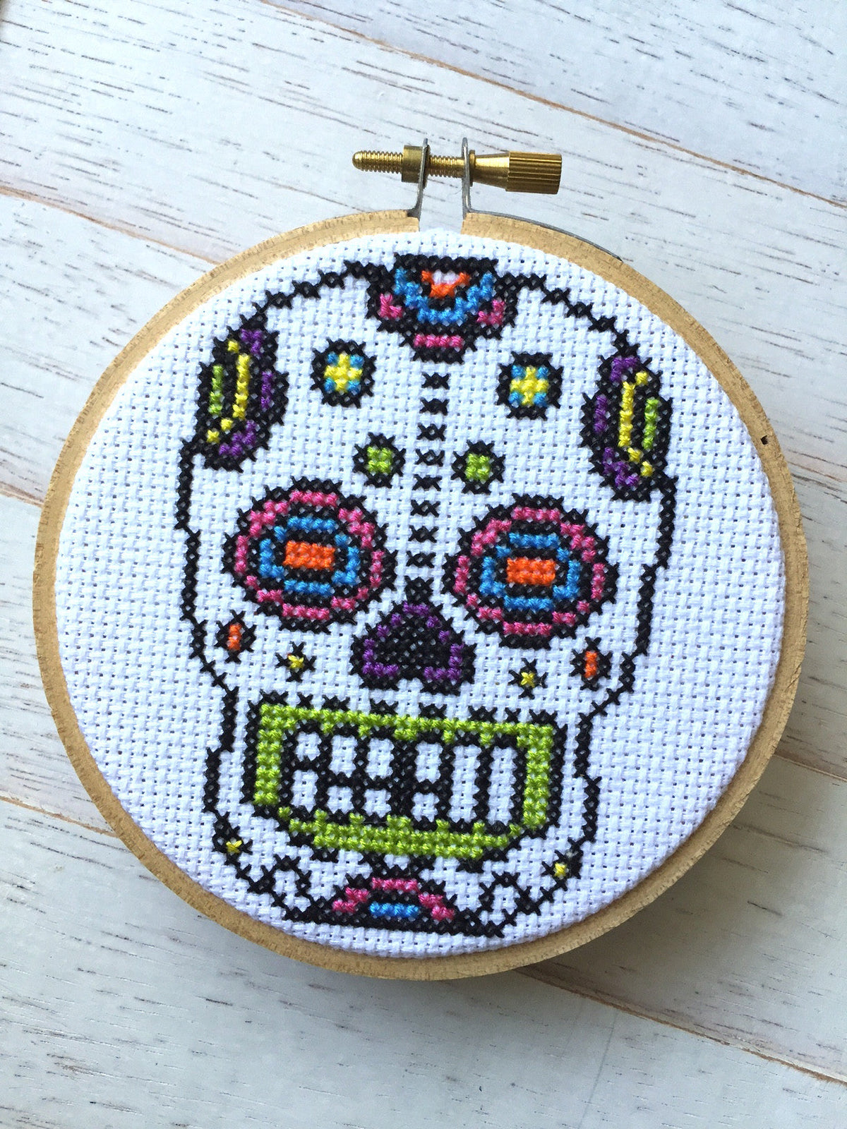 Bright Sugar Skull Counted Cross Stitch DIY KIT
