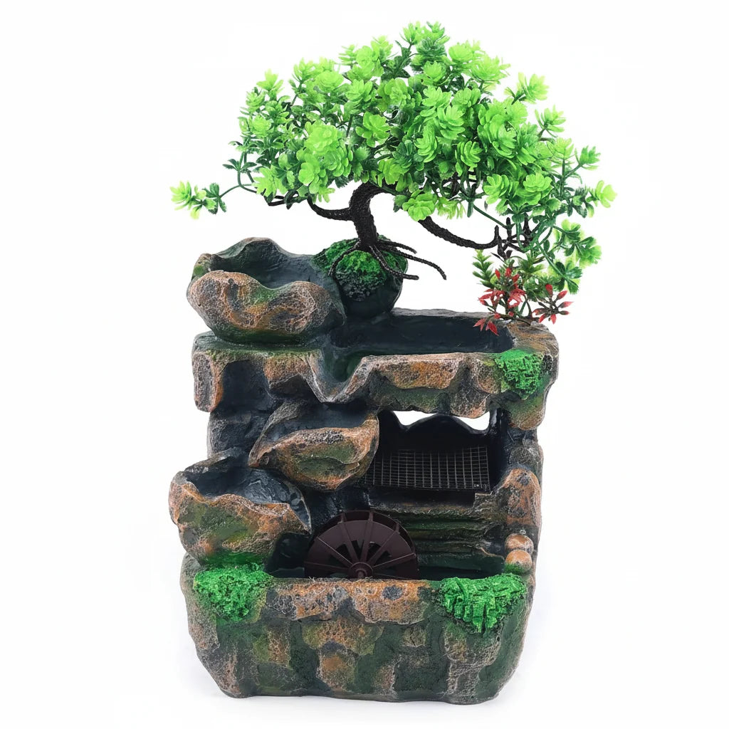 Kawaii Desktop Waterfall Fountain – LED Color Changing Zen Decor