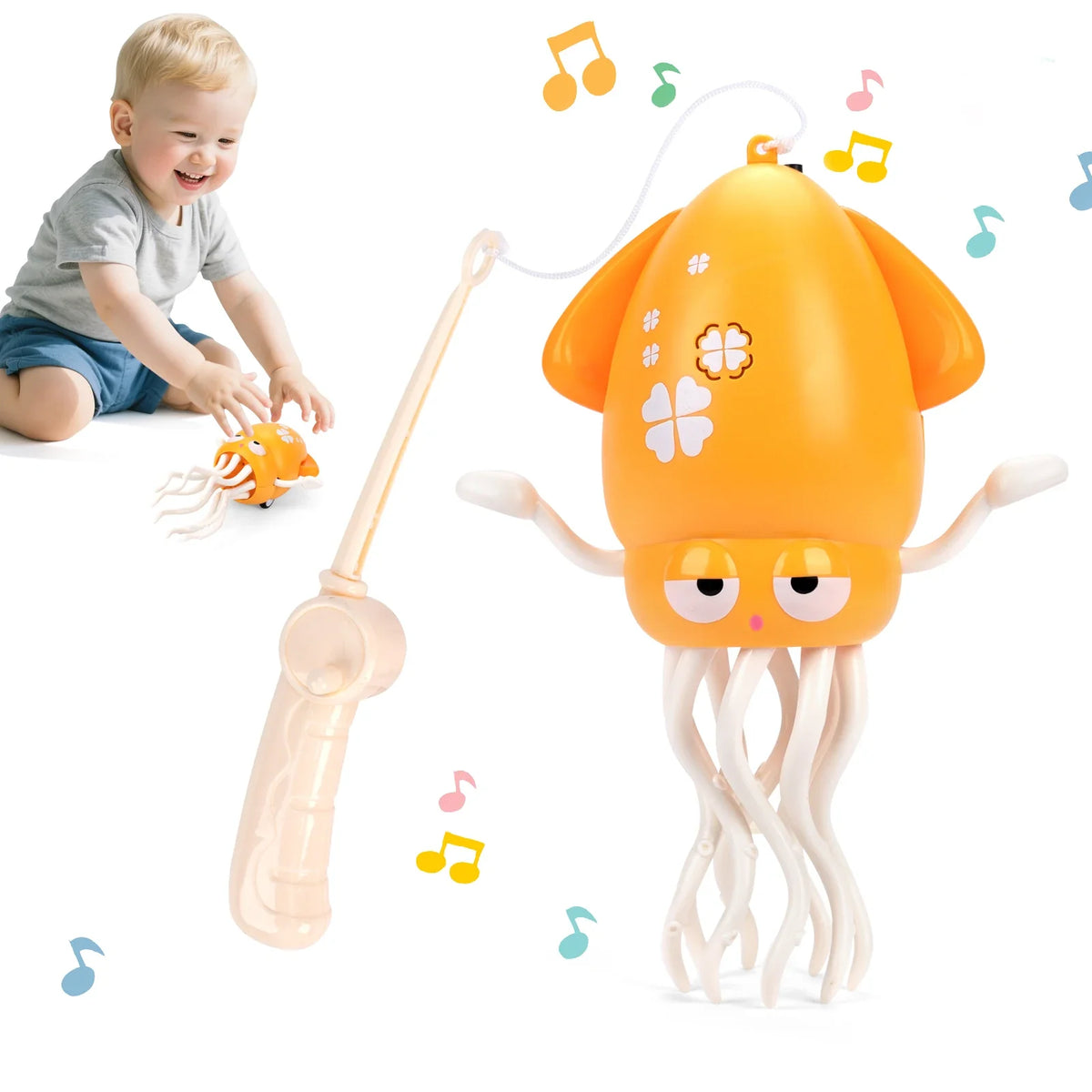 Kawaii Electronic Dancing Squid Toy – LED Light & Music Interactive Robot Lantern (7 Colors)