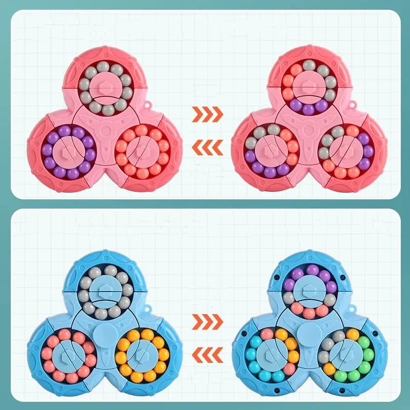 Six-Sided Rotation Finger Bean, Intelligence Gyro Antistress Fingertip Cube, Learning Educational Magic Disk for Kids