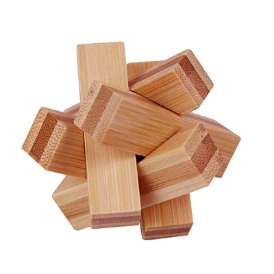 Wooden Kong Ming Lu Ban Lock – Montessori 3D IQ Puzzle for Kids and Adults