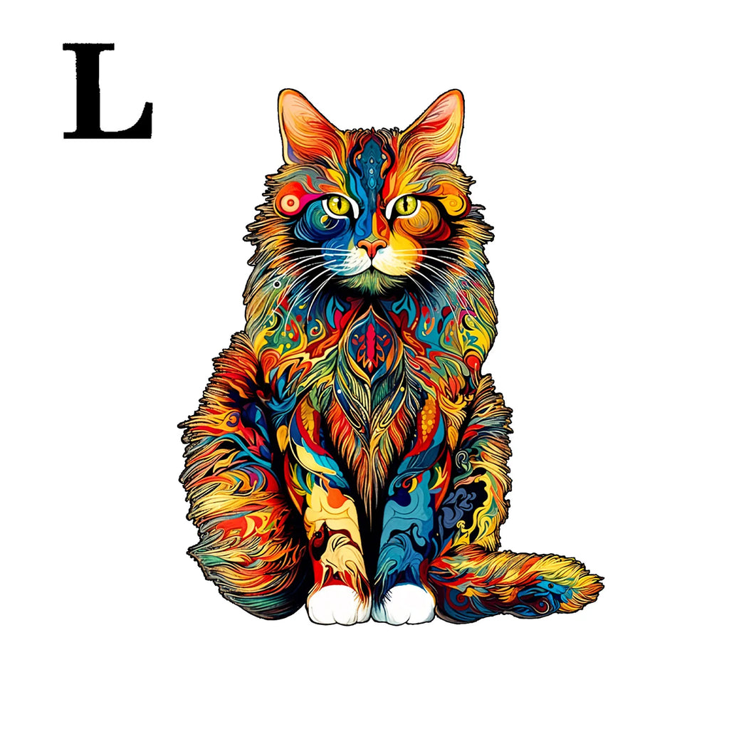 Unique Cat Pattern Wooden Puzzle, Irregular Animal Shapes, Leisure Toy, Gift for Halloween, Christmas, Birthday