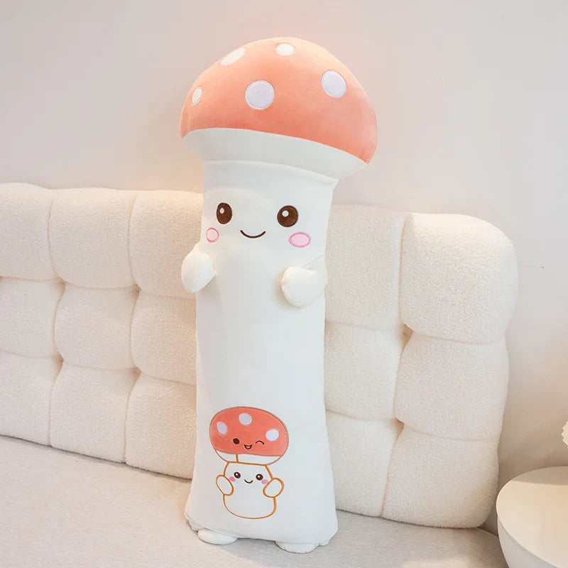 Kawaii Long Legs Sleeping Mushroom Plush Pillow – Cute Plant Hugging Cushion