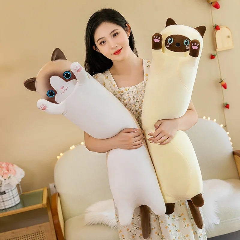 Cat Plush Toy Pillow 50cm (19.5 Inches) – Pink Brown Grey