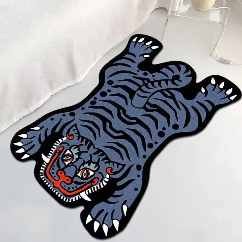 VIKAMA Domineering Tiger Carpet Personality Shaped Doormat Rug For Bedroom Living Room Floor Mat Machine Washable Home Decoratio