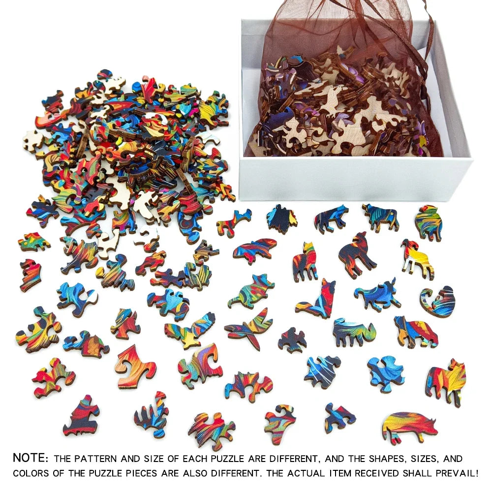 Wooden Penguin Jigsaw Puzzle Gift Box - Irregular Animal Puzzle for Adult Stress Relief & Family Game