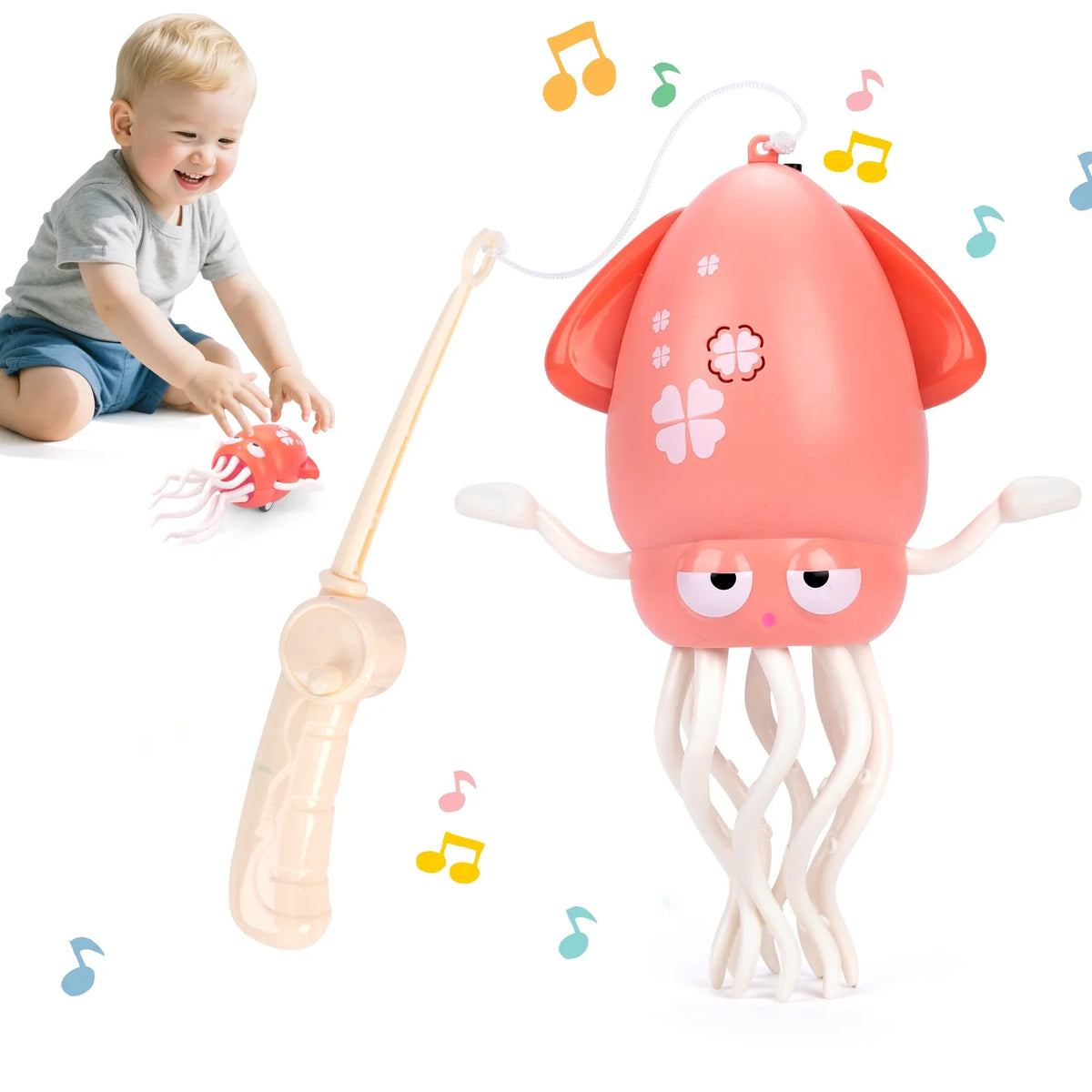 Kawaii Electronic Dancing Squid Toy – LED Light & Music Interactive Robot Lantern (7 Colors)