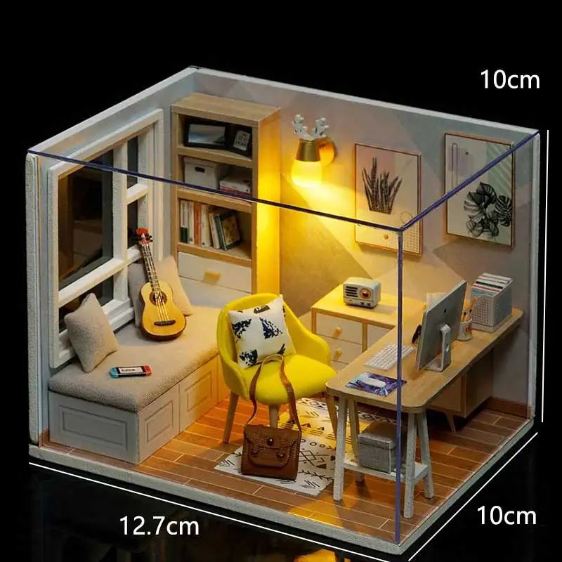 3D Wooden Mini Dollhouse Kit with Furniture – DIY Handmade Miniature House Puzzle for Ages 14+