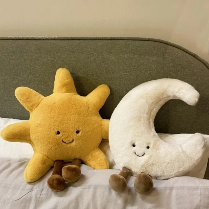 Smile Face Moon and Sun Plush Cushion Toy