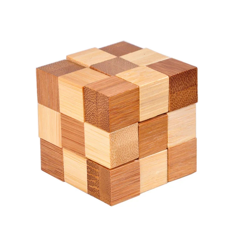 Wooden Kong Ming Lu Ban Lock – Montessori 3D IQ Puzzle for Kids and Adults