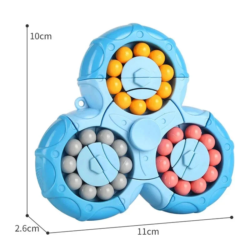 Six-Sided Rotation Finger Bean, Intelligence Gyro Antistress Fingertip Cube, Learning Educational Magic Disk for Kids