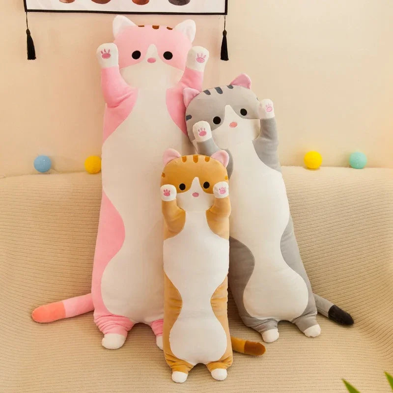 Cat Plush Toy Pillow 50cm (19.5 Inches) – Pink Brown Grey