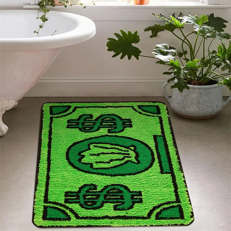 VIKAMA Cartoon Dollar Imitation Cashmere Wash Back Rug Moisture-Proof Foldable Bathroom Floor Mat Bedroom Carpet Home Decoration
