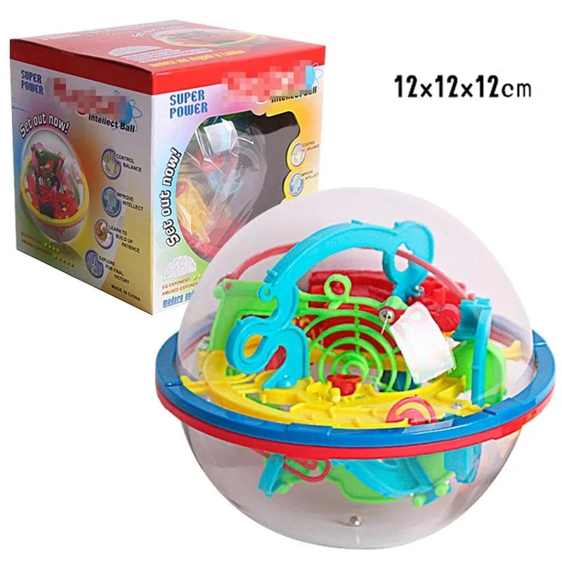 3D Maze Ball Puzzle Toy – 4.7 in (12 cm) Gravity Labyrinth Sphere, Brain-Training Maze Game for Kids & Adults