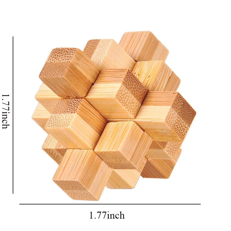 Wooden Kong Ming Lu Ban Lock – Montessori 3D IQ Puzzle for Kids and Adults