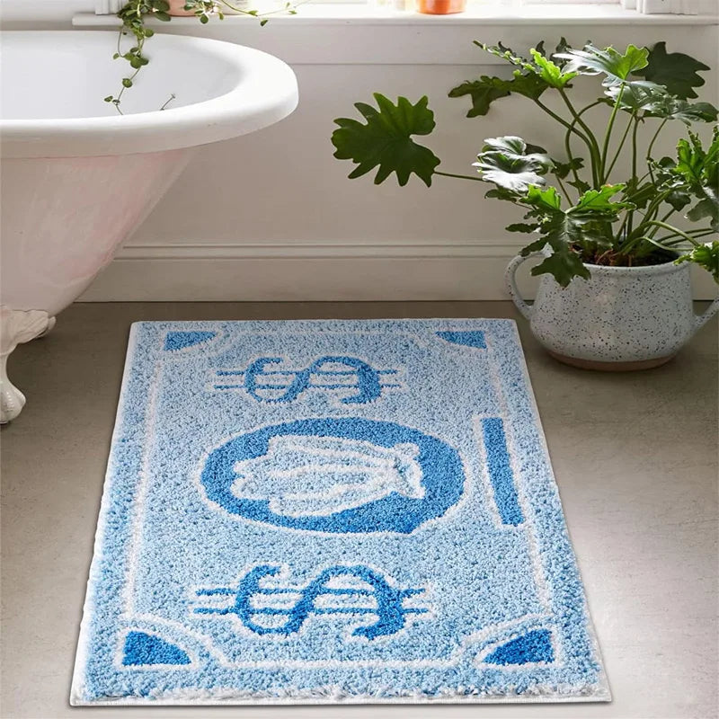 VIKAMA Cartoon Dollar Imitation Cashmere Wash Back Rug Moisture-Proof Foldable Bathroom Floor Mat Bedroom Carpet Home Decoration