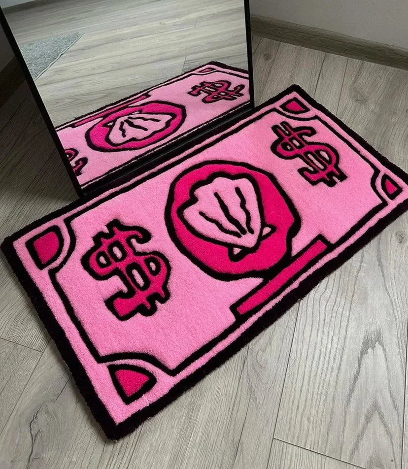 VIKAMA Cartoon Dollar Imitation Cashmere Wash Back Rug Moisture-Proof Foldable Bathroom Floor Mat Bedroom Carpet Home Decoration