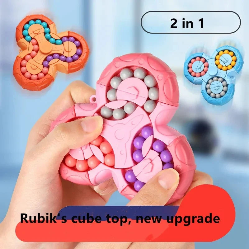 Six-Sided Rotation Finger Bean, Intelligence Gyro Antistress Fingertip Cube, Learning Educational Magic Disk for Kids