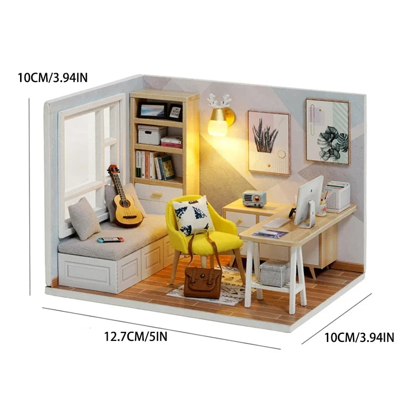 3D Wooden Mini Dollhouse Kit with Furniture – DIY Handmade Miniature House Puzzle for Ages 14+