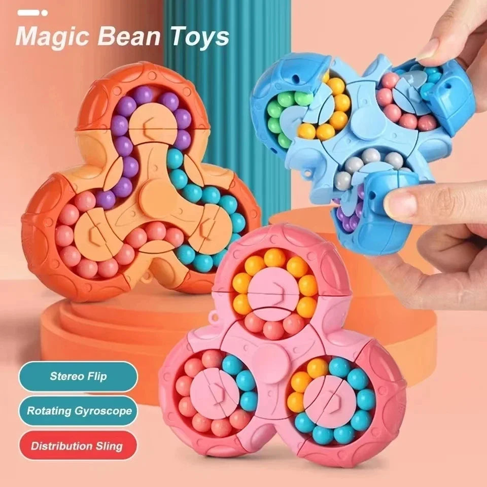 Six-Sided Rotation Finger Bean, Intelligence Gyro Antistress Fingertip Cube, Learning Educational Magic Disk for Kids