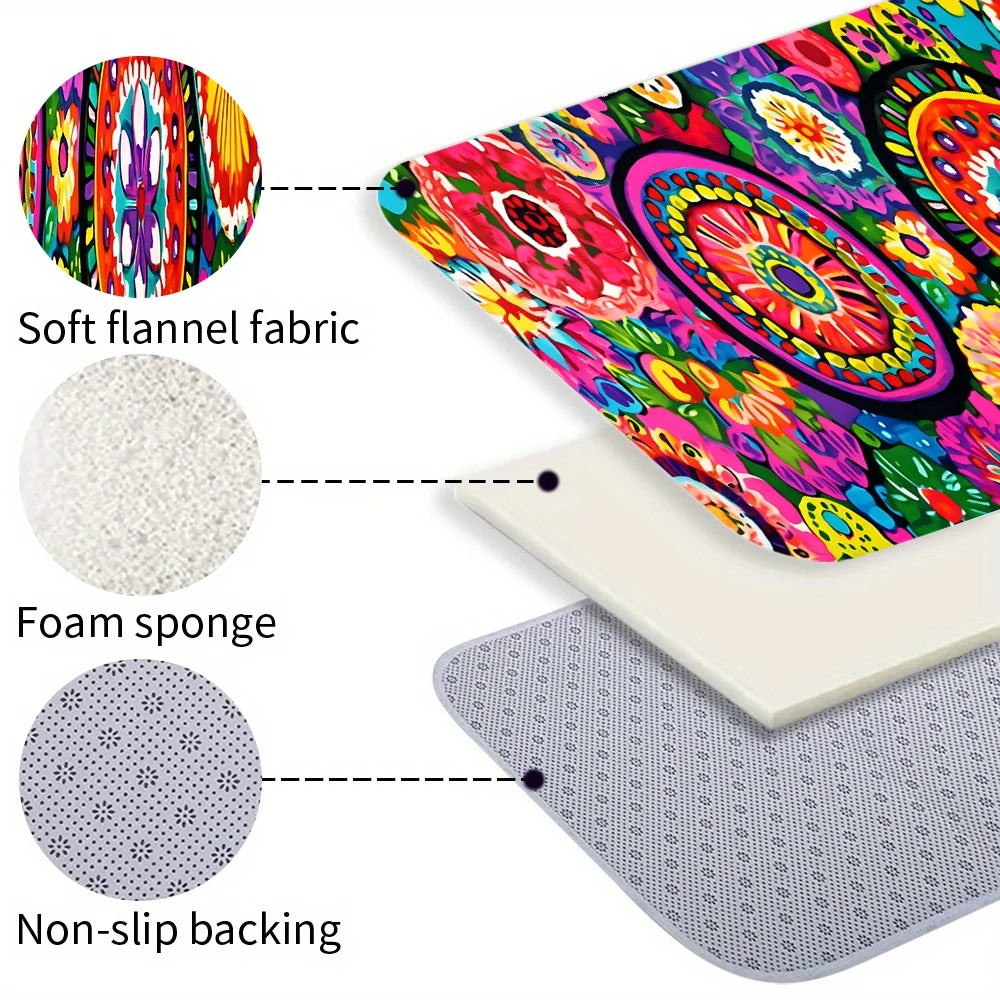 VIKAMA Vintage Flower Rug Bright Colors Kitchen Rug Doormat Welcome Mat Runner Rug Winter Rug For Bedroom Carpet For Live Room