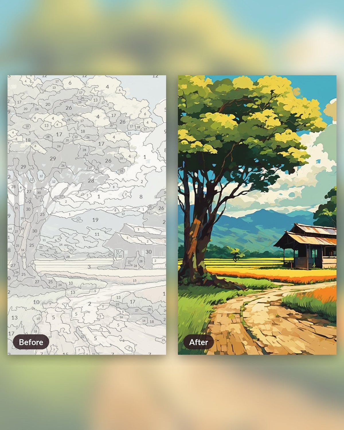 Anime Countryside Bus Stop | Paint by Numbers Kit