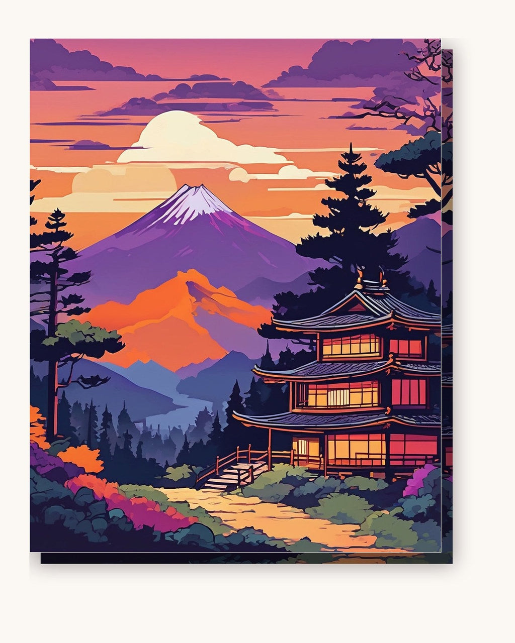 Anime Mountain Village at Dusk | Paint by Numbers Kit