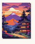 Anime Mountain Village at Dusk | Paint by Numbers Kit