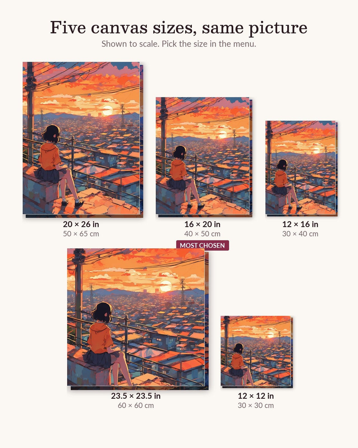 Anime Rooftop Sunset | Paint by Numbers Kit