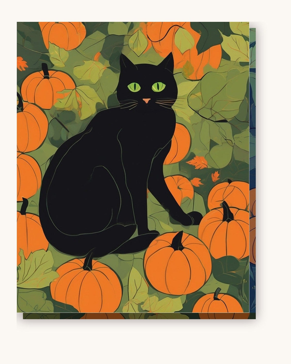 Black Cat Among Pumpkins | Paint by Numbers Kit