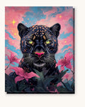 Black Panther With Pink Lilies | Paint by Numbers Kit