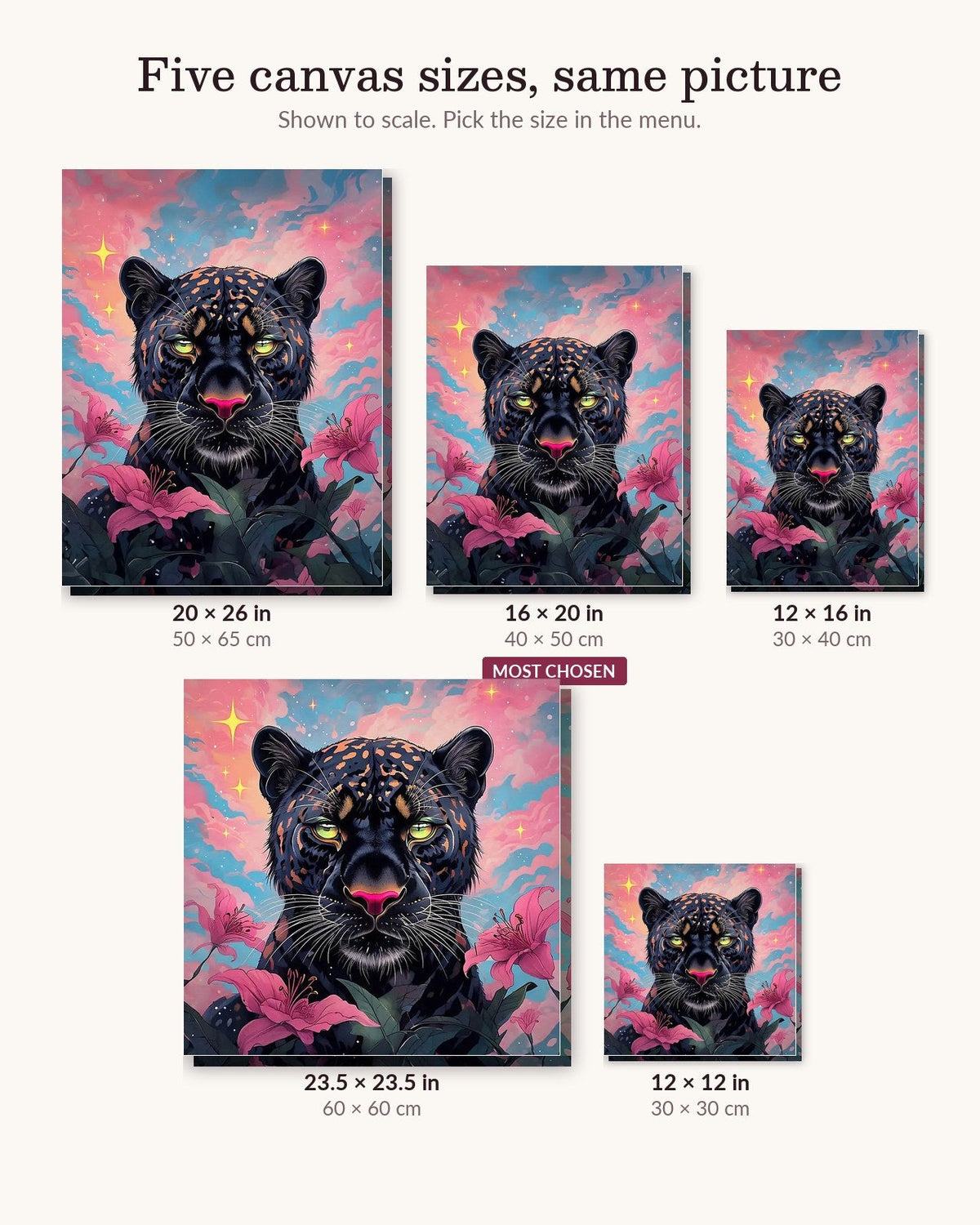 Black Panther With Pink Lilies | Paint by Numbers Kit