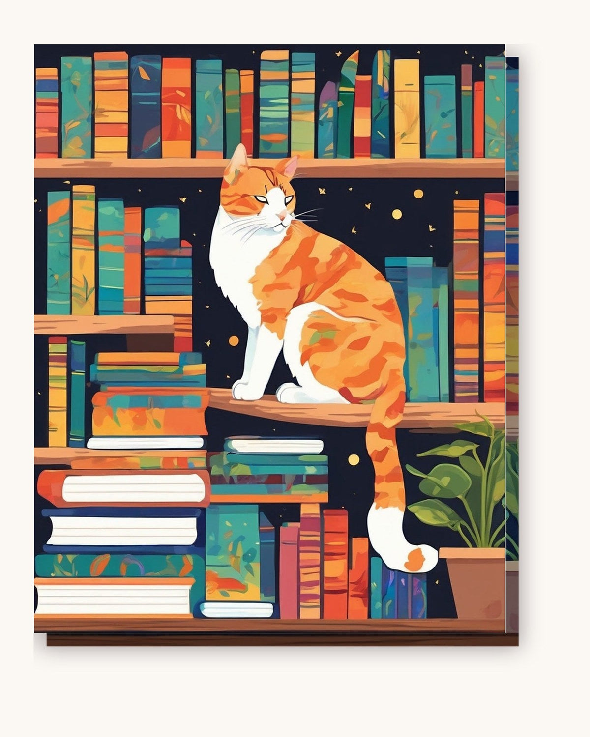 Bookshelf Cat | Paint by Numbers Kit for Adults