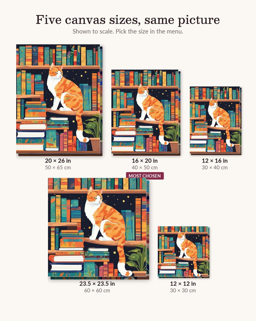 Bookshelf Cat | Paint by Numbers Kit for Adults