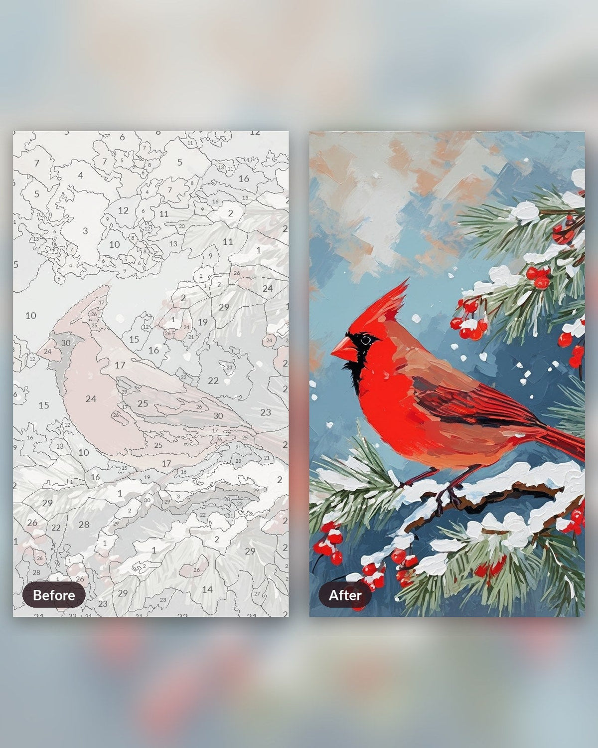 Cardinal on the Snowy Pine | Paint by Numbers Kit