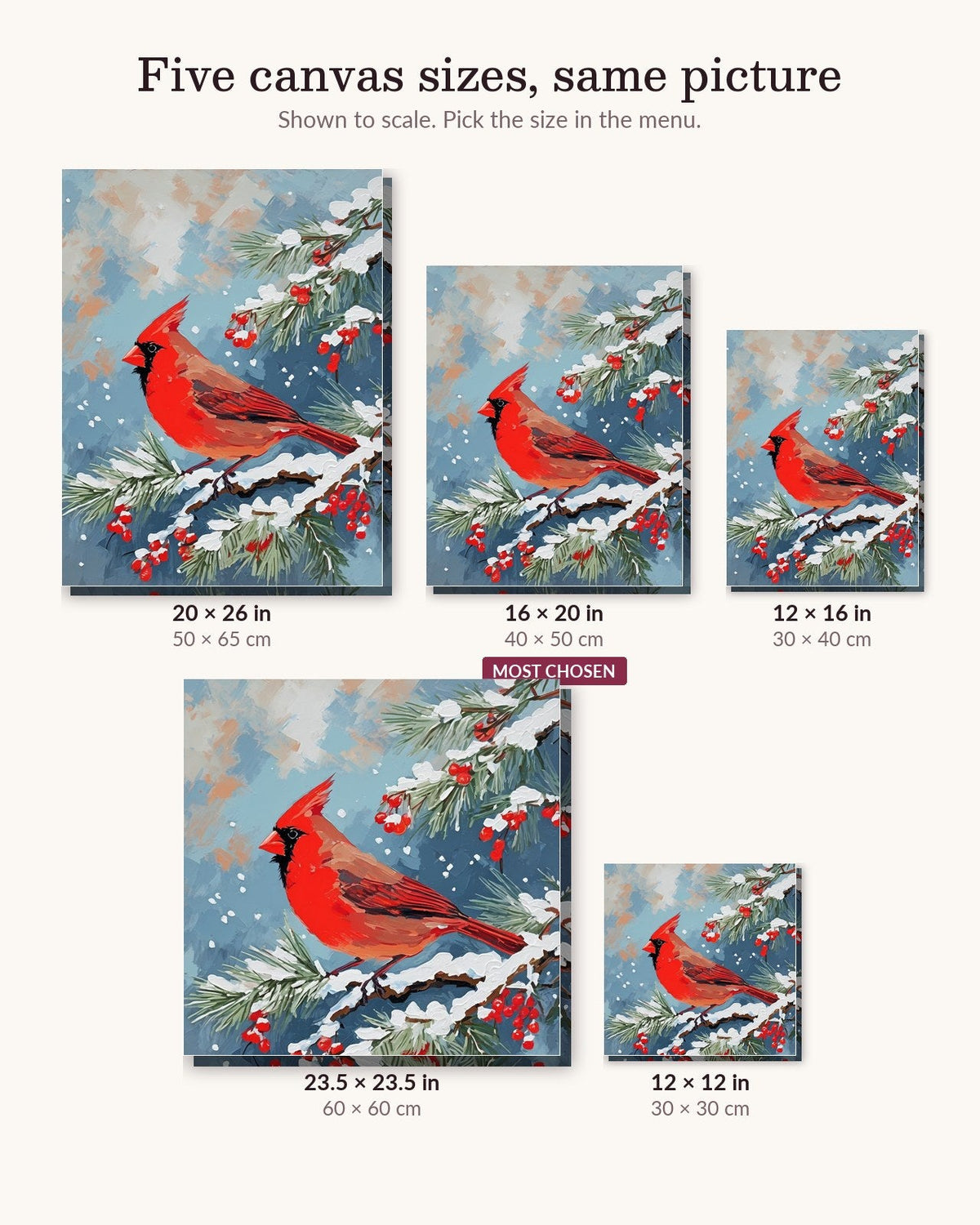 Cardinal on the Snowy Pine | Paint by Numbers Kit