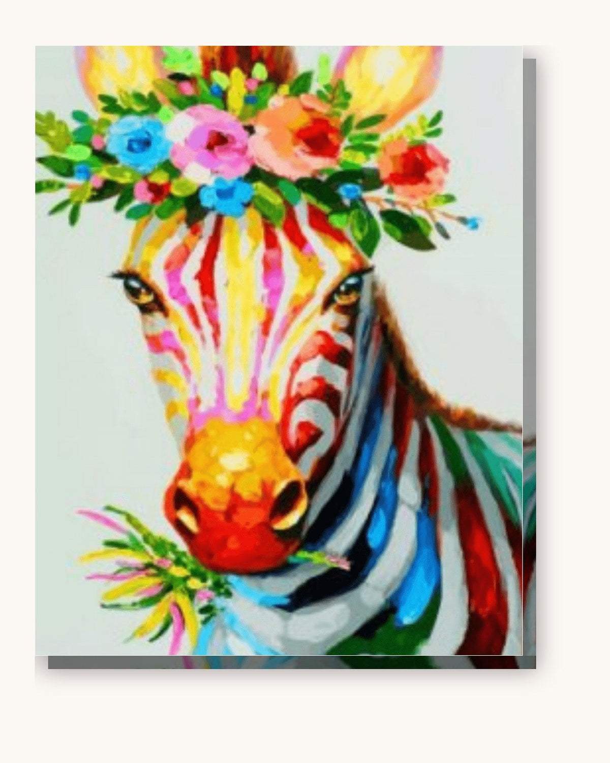 Colorful Zebra With Flowers | Paint by Numbers Kit