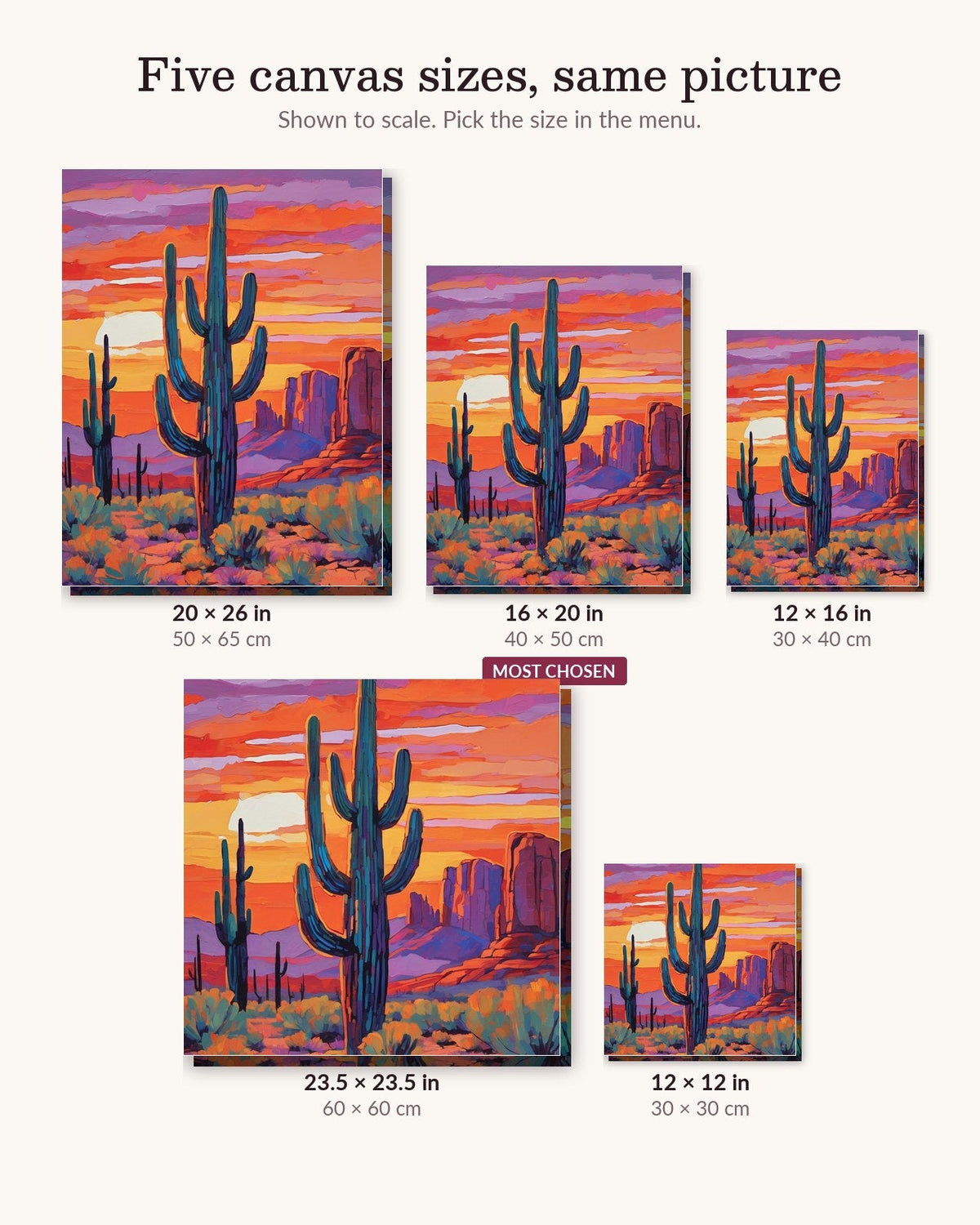 Desert Cactus Sunset | Paint by Numbers Kit for Adults