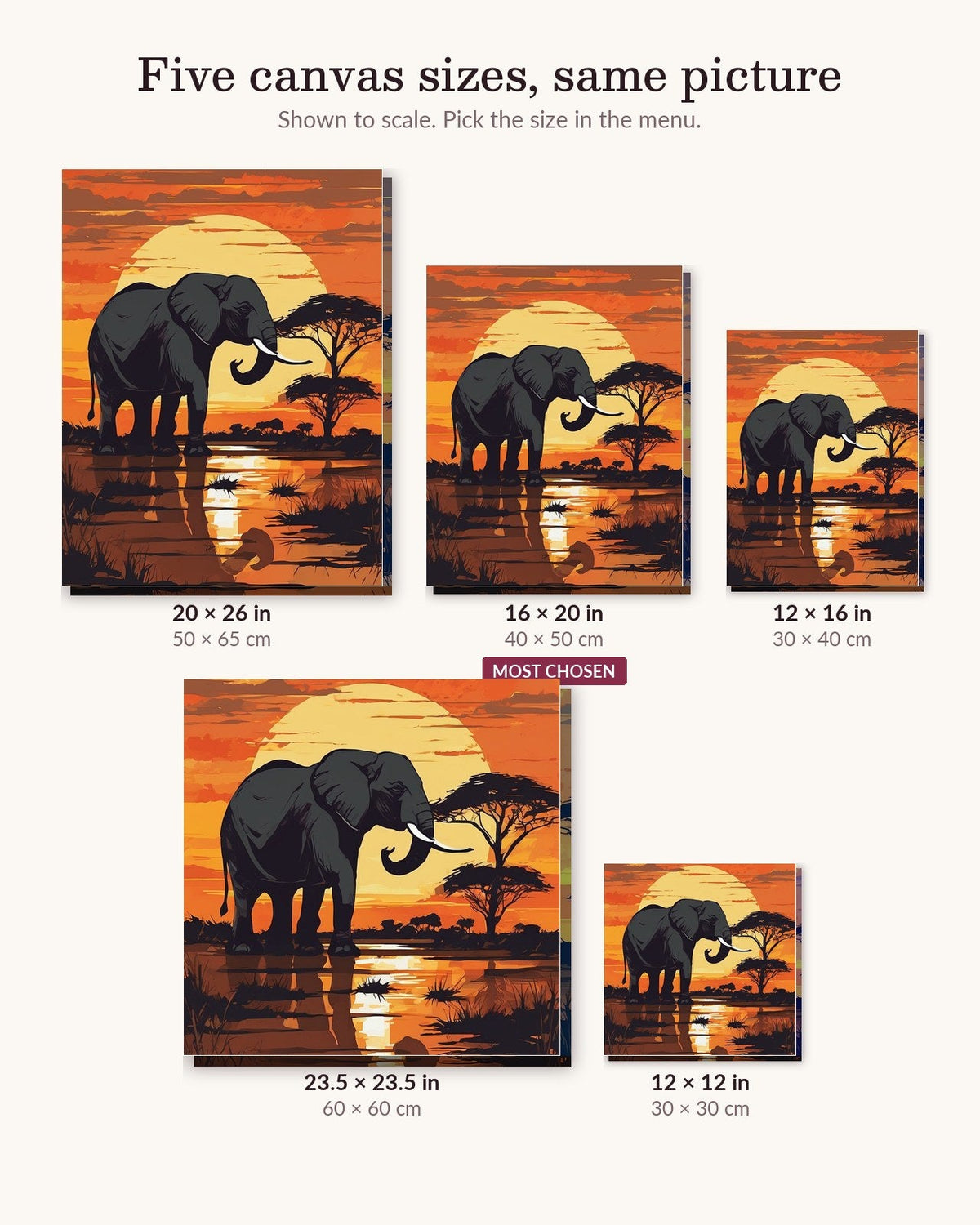 Elephant at Sunset | Paint by Numbers Kit